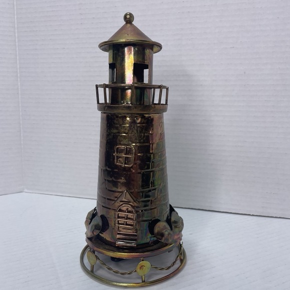 Musical Brass Lighthouse Plays "You Light Up My Life" Works MSR Imports Sankyo - Picture 1 of 11